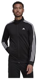 Essentials Warm-up 3-Stripes Ανδρική Φούτερ Ζακέτα με Τσέπες Μαύρη Adidas από το Siontis Athletics