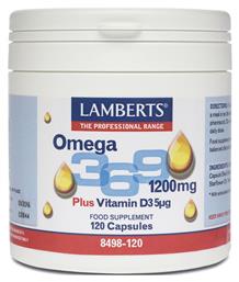 Omega 3 6 9 1200mg Plus Vitamin D3 5μg Ιχθυέλαιο, Έλαιο Βοράγου & Ελαιόλαδου 1200mg 120 κάψουλες Lamberts από το Public