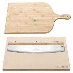 XL Set for Baking Πλάκα Ψησίματος Πίτσας με Πέτρινη Λεία Επιφάνεια 38x30x1.5εκ. Navaris